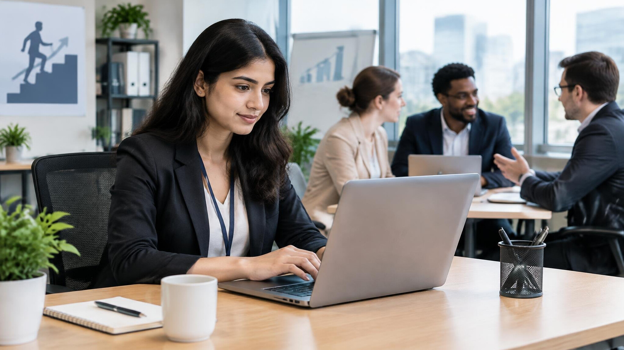 corporate employee at desk