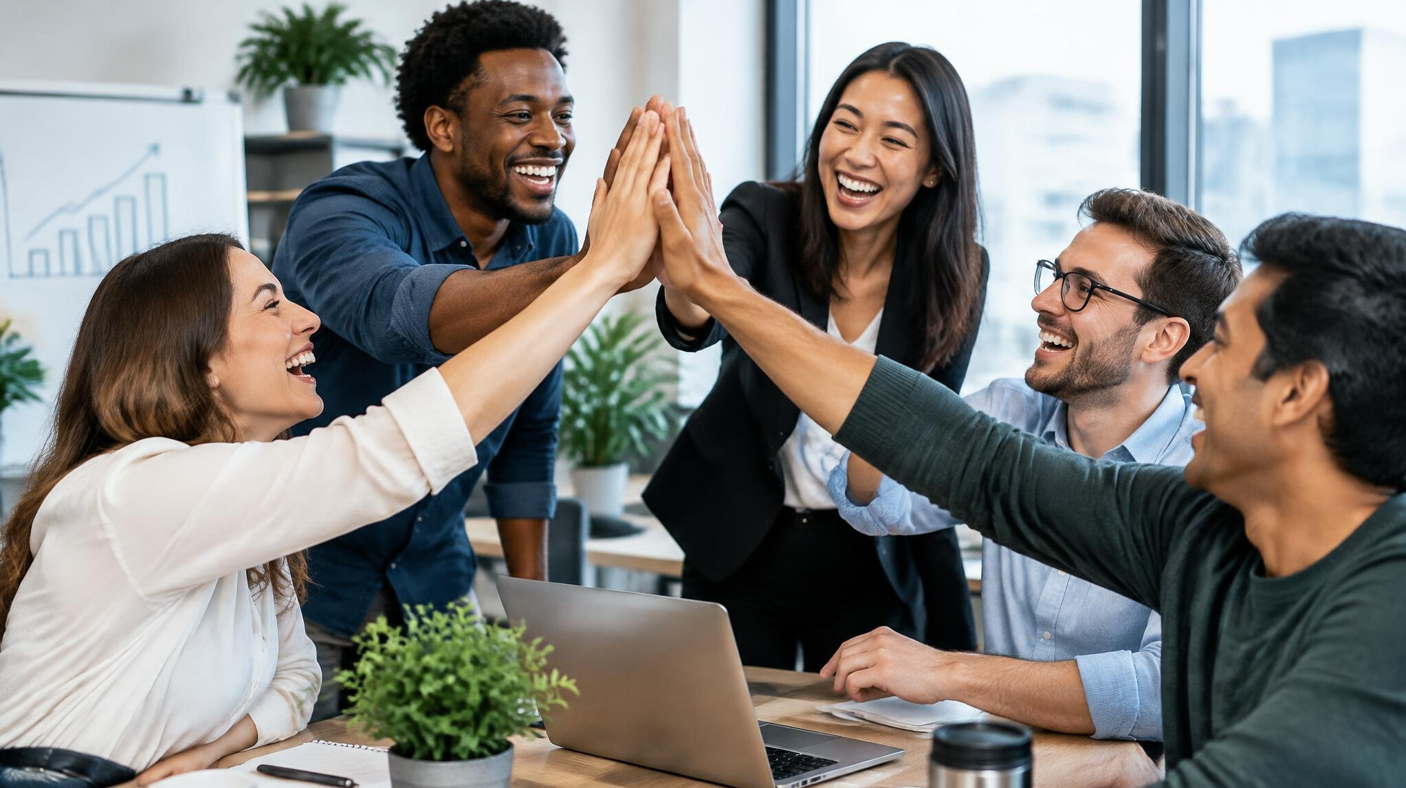 employees celebrating success